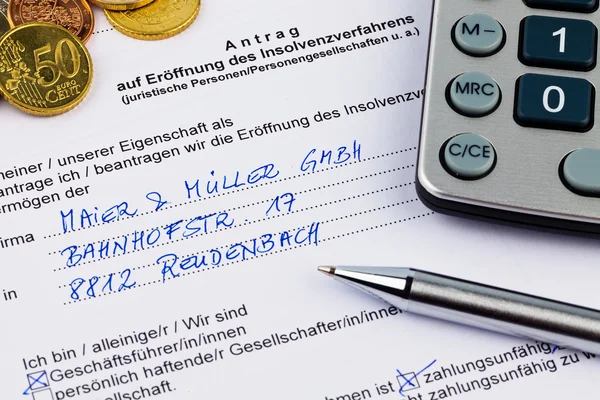 Company filed for bankruptcy germany — Stock Photo, Image