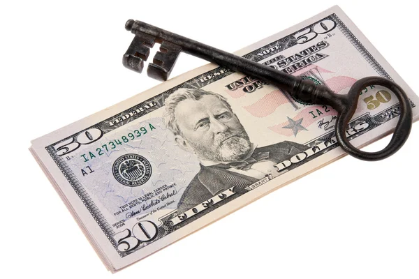 Dollar currency notes and keys — Stock Photo, Image