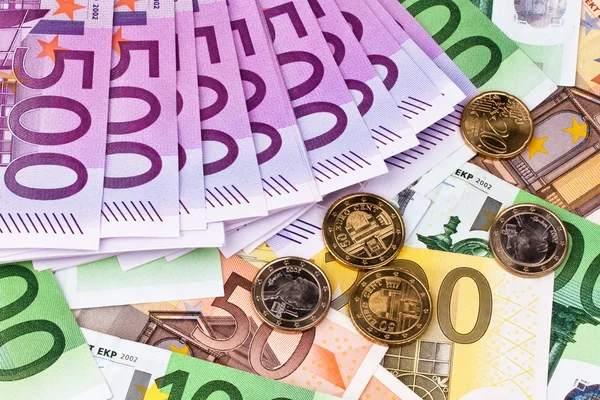 Wiele banknotów euro — Zdjęcie stockowe