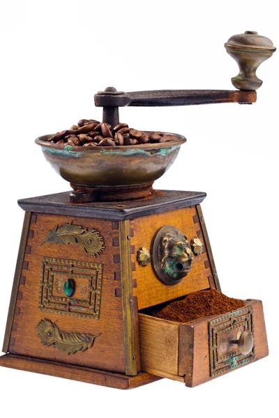 De café. granos de café y molinillo de café —  Fotos de Stock