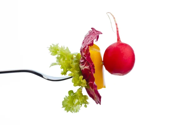 Salad on a fork — Stock Photo, Image