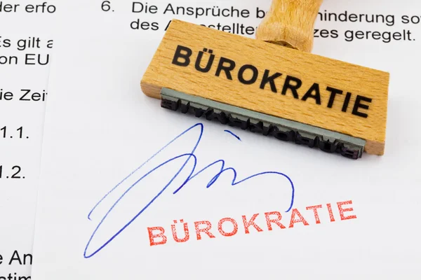 stock image Wooden stamp on the document: bureaucracy