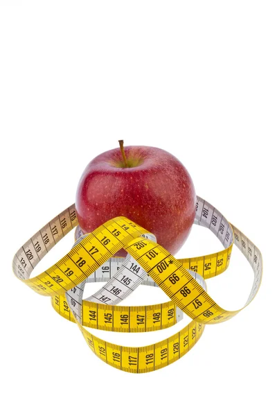 苹果和一个卷尺成功的饮食习惯 — 图库照片