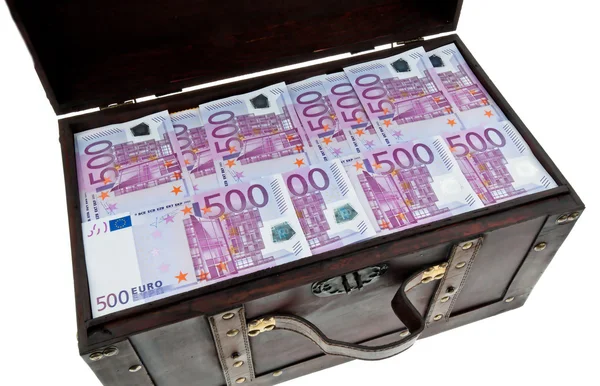 Poitrine avec billets en euros. crise financière, formation aux crises — Photo