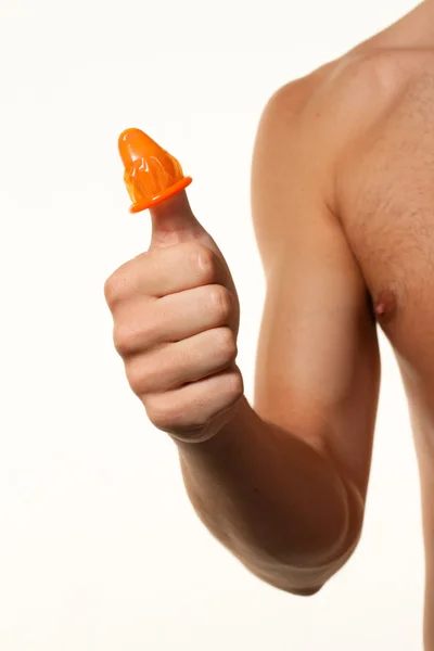 Prävention und Schutz vor Hilfsmitteln durch Kondom. — Stockfoto