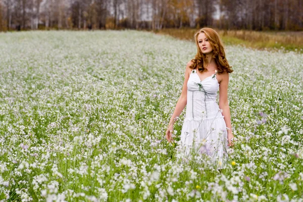 Het meisje in een veld — Stockfoto