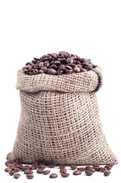 Beutel mit Kaffeekörnern — Stockfoto