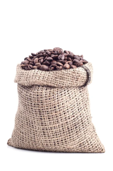 Beutel mit Kaffeekörnern — Stockfoto