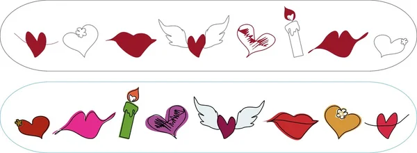 Symboler för valentines i isolerade — Stock vektor