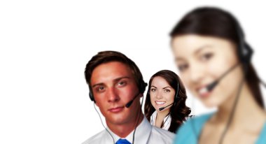 Woman with headset clipart