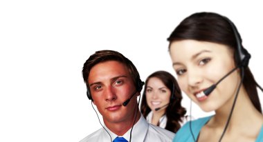 Woman with headset clipart