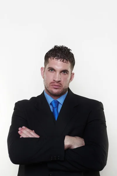 Empresario con camisa y corbata en un abrigo de cintura —  Fotos de Stock