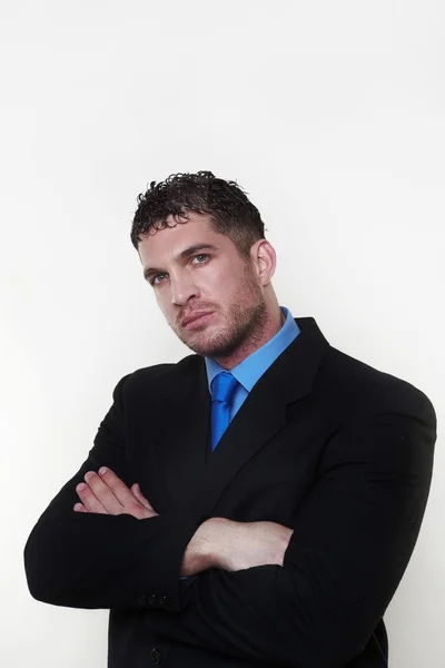 Empresario con camisa y corbata en un abrigo de cintura —  Fotos de Stock
