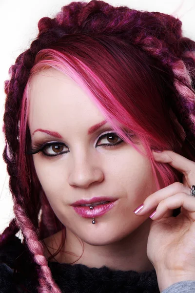stock image Portrait of woman with dreadlocks hair