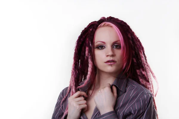 stock image Portrait of woman with dreadlocks hair