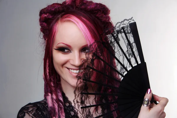 stock image Portrait of woman with dreadlocks hair