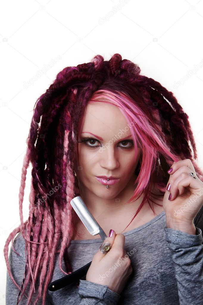 Portrait Of Woman With Dreadlocks Hair Stock Photo