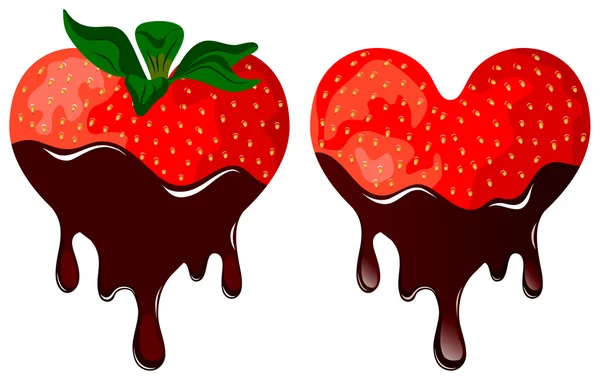 Strawberry in chocolate — Stock Vector