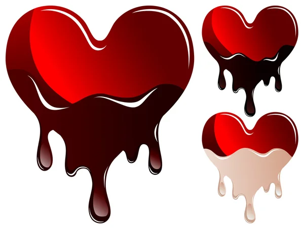 Hearts in chocolate — Stock Vector