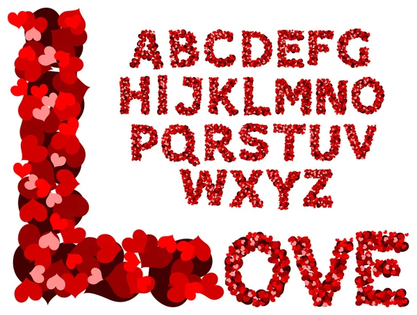 Alfabeto de San Valentín — Archivo Imágenes Vectoriales