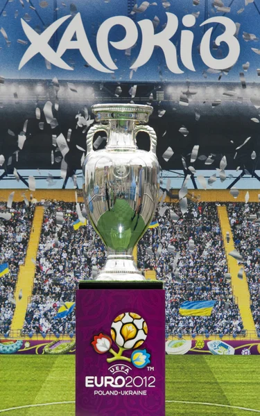 Public demonstration of the cup UEFA — Stock Photo, Image