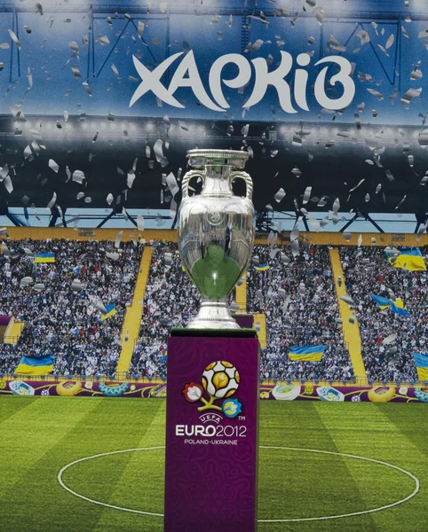 Public demonstration of the cup UEFA — Stock Photo, Image