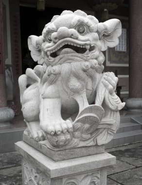 Traditional Chinese stone lion clipart