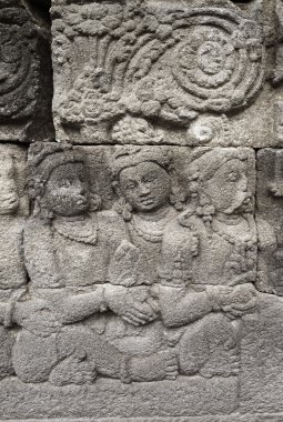 detaylı oyma kabartma borobudur, Java, Endonezya.