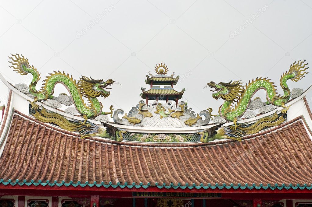 Typical Asian Chinese temple roof architecture