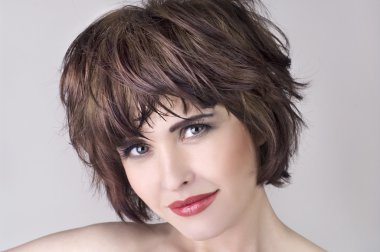 Beautiful woman with short hair clipart