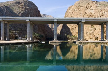 Modern bridge over river in Oman clipart