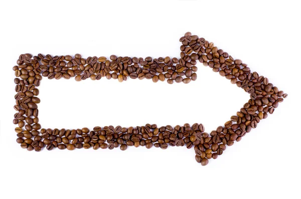 コーヒー豆からの矢印 — ストック写真