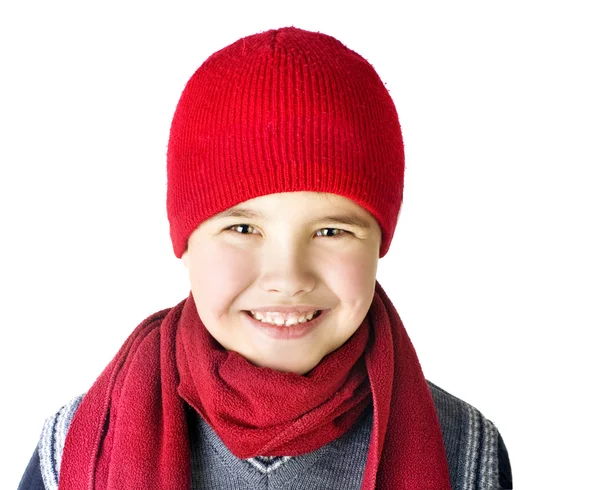 Junge trägt eine rote Mütze — Stockfoto