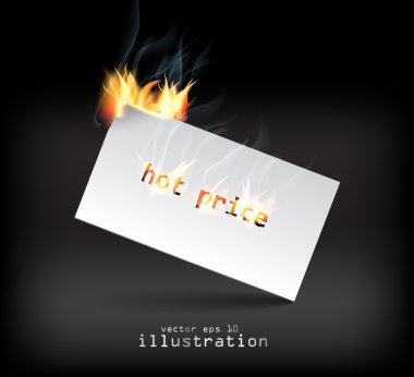 Paper tag for hot price (with flames).vector clipart