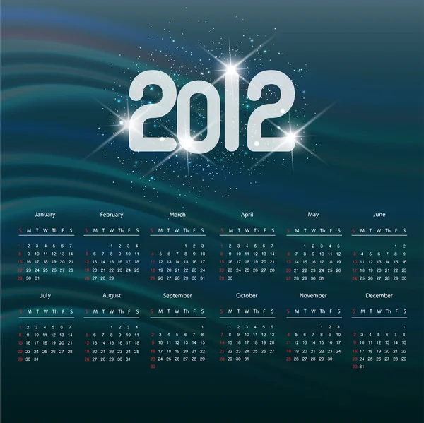 Blå kalender for nyttår 2012 med baklys og baklys fo – stockvektor
