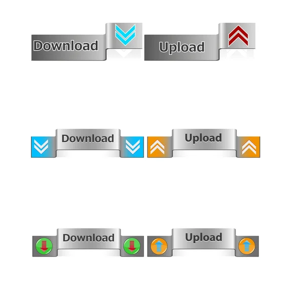 Elegante download en upload vector knoppen — Stockvector