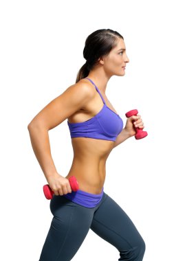 Beautiful Brunette Athlete with Hand Weights 1 clipart