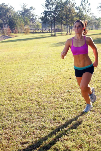 Bela morena Jogging ao ar livre (2 ) — Fotografia de Stock