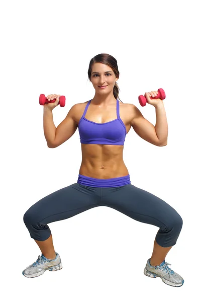 Beautiful Brunette Athlete with Hand Weights (4) — Stock Photo, Image