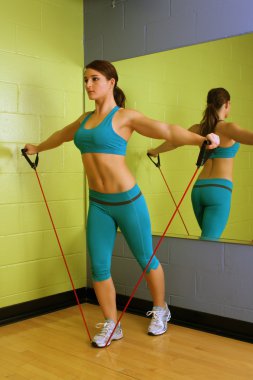 Beautiful Woman with Resistance Band (4) clipart