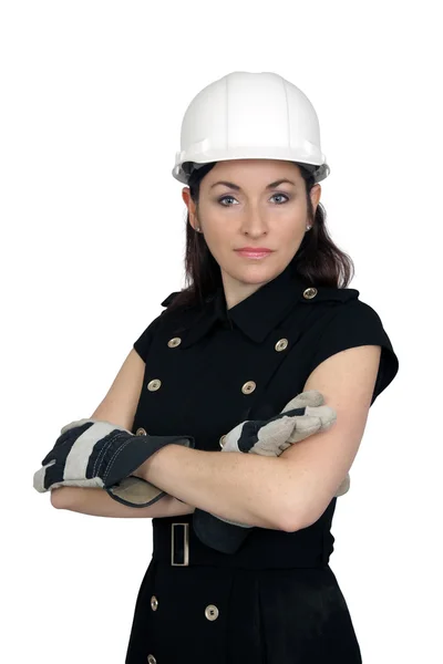 Mooie vrouwelijke bouwvakker (3) — Stockfoto