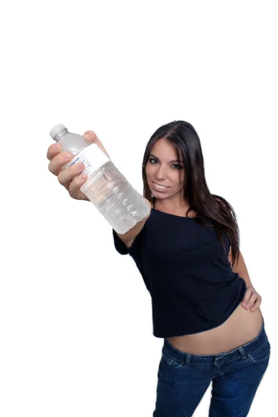 Pretty Brunette with Bottled Water (3) — Stock Photo, Image