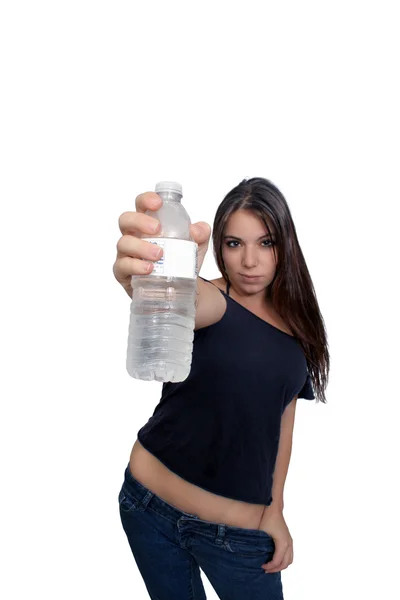 Pretty Brunette with Bottled Water (2) — Stock Photo, Image