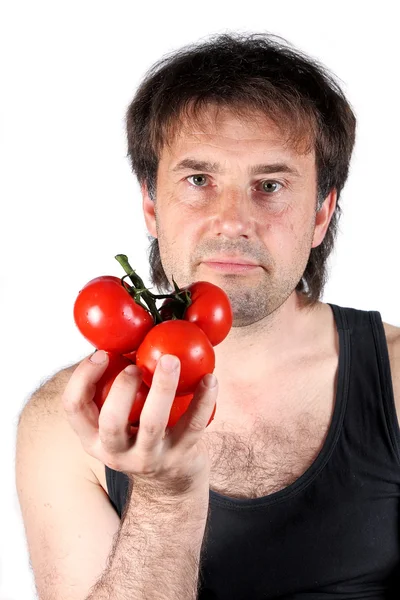 Tomato and man — Stock Photo, Image