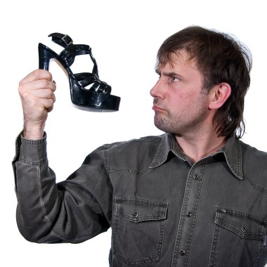 The man with a shoe clipart