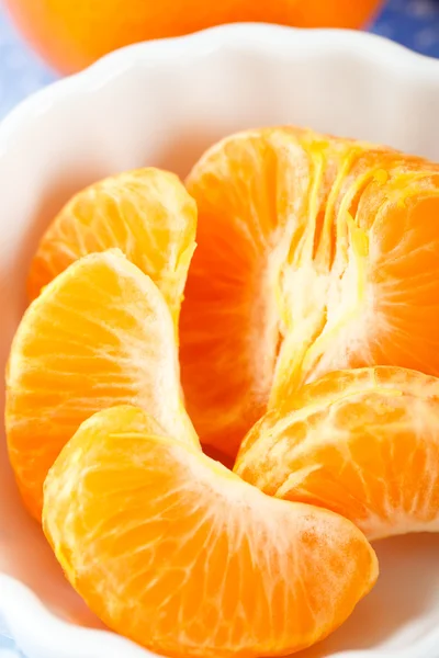 Mandarynkowa pomarańcza sekcje z bliska widoku narzutów — Zdjęcie stockowe