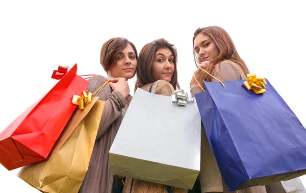 Ragazze felici che fanno shopping — Foto Stock