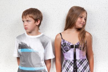 Miscommunication between beautiful girl and boy. clipart