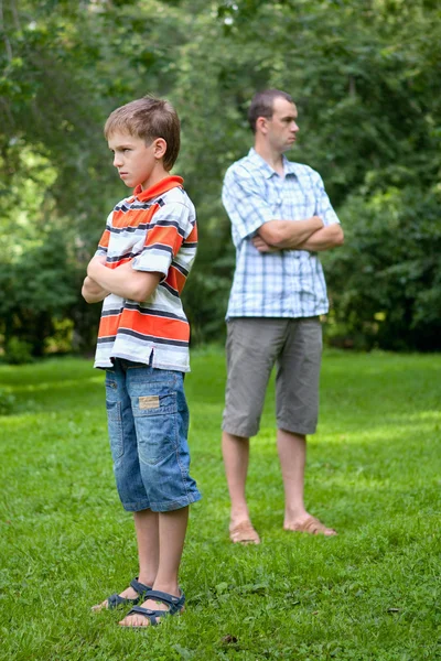 Conflict of father and son, park — Stock Photo, Image