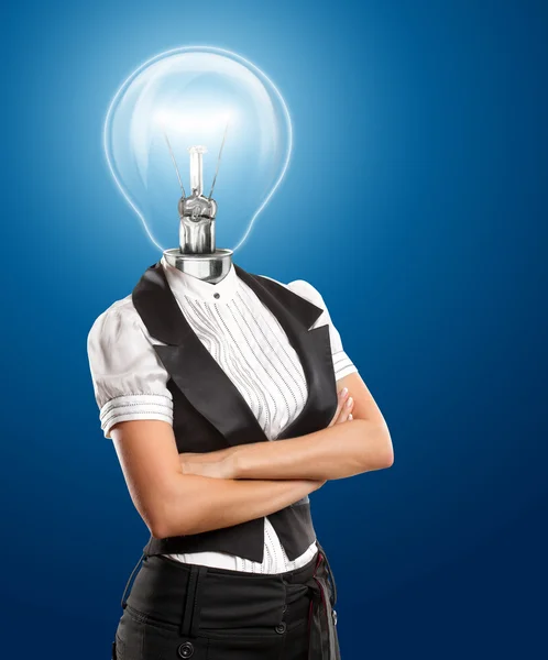 Lampa huvud affärskvinna — Stockfoto